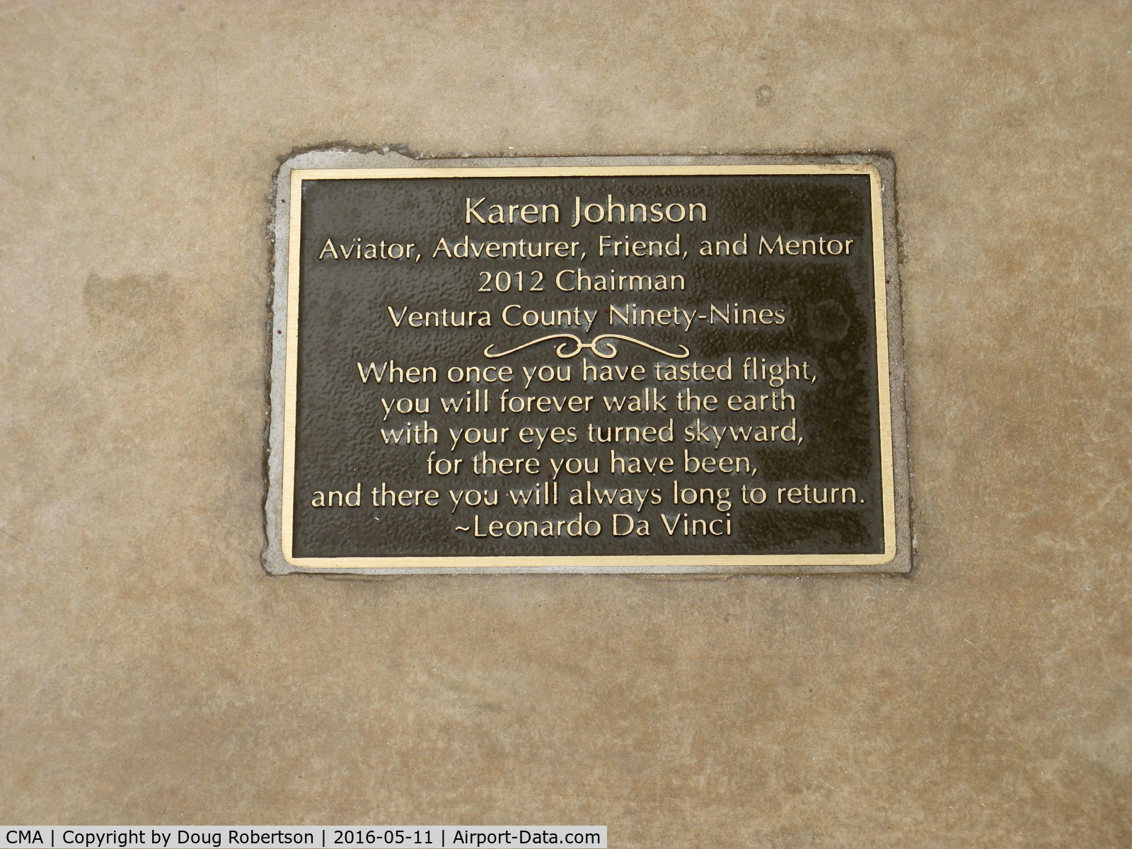 Camarillo Airport (CMA) - Ninety-Nines Tribute Plaque at CMA Aircraft Public View Park