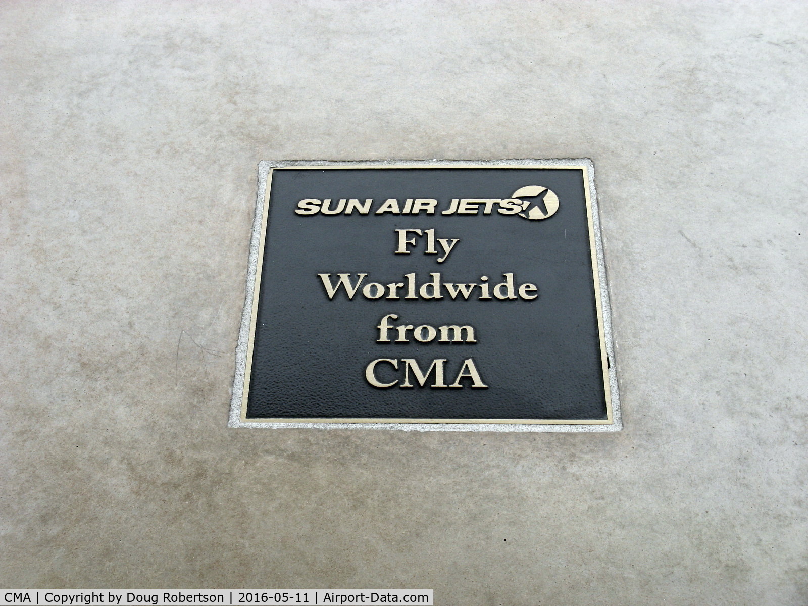 Camarillo Airport (CMA) - SUN AIR JETS Tribute Plaque at CMA Aircraft Public View Park