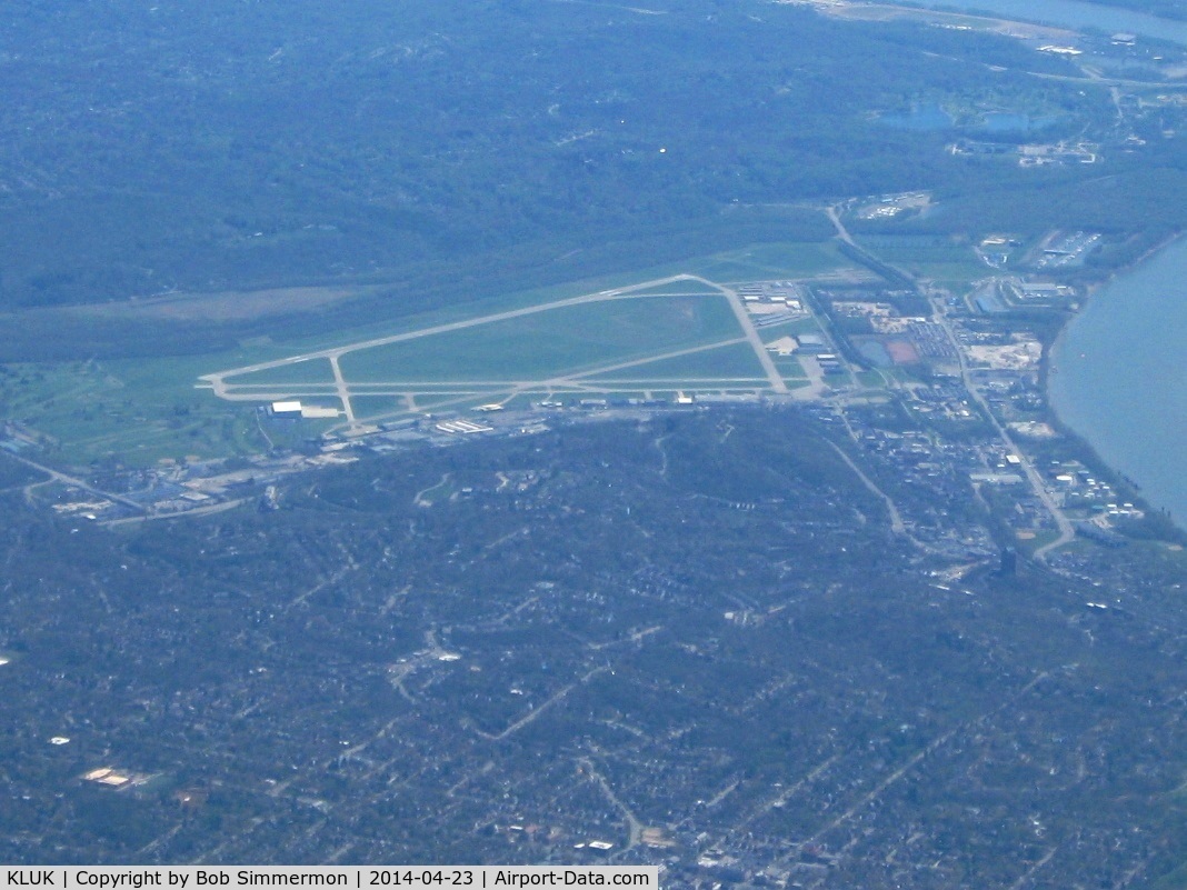 Cincinnati Municipal Airport Lunken Field Airport (LUK) - Looking SE from 10,000 ft.
