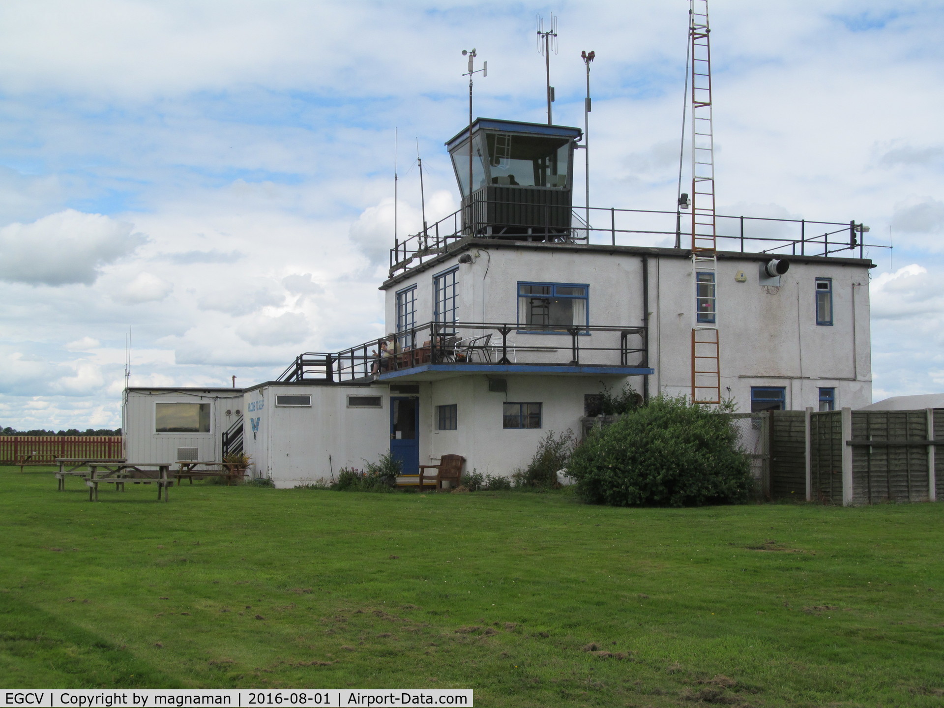 Sleap Airfield Airport, Shrewsbury, England United Kingdom (EGCV) - control tower and clubhouse and café!