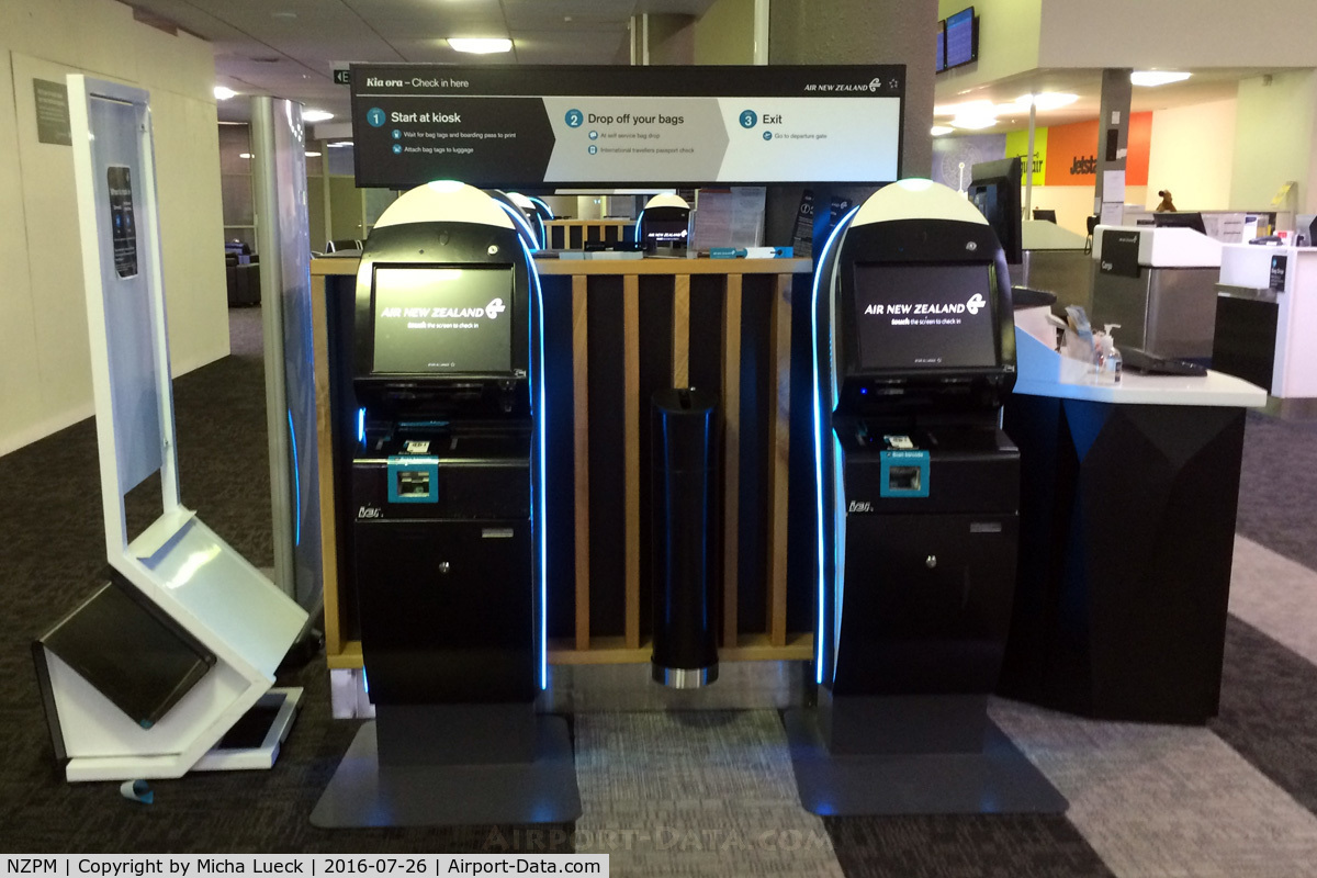 Palmerston North International Airport, Palmerston North New Zealand (NZPM) - The stylish new NZ self check-in machines