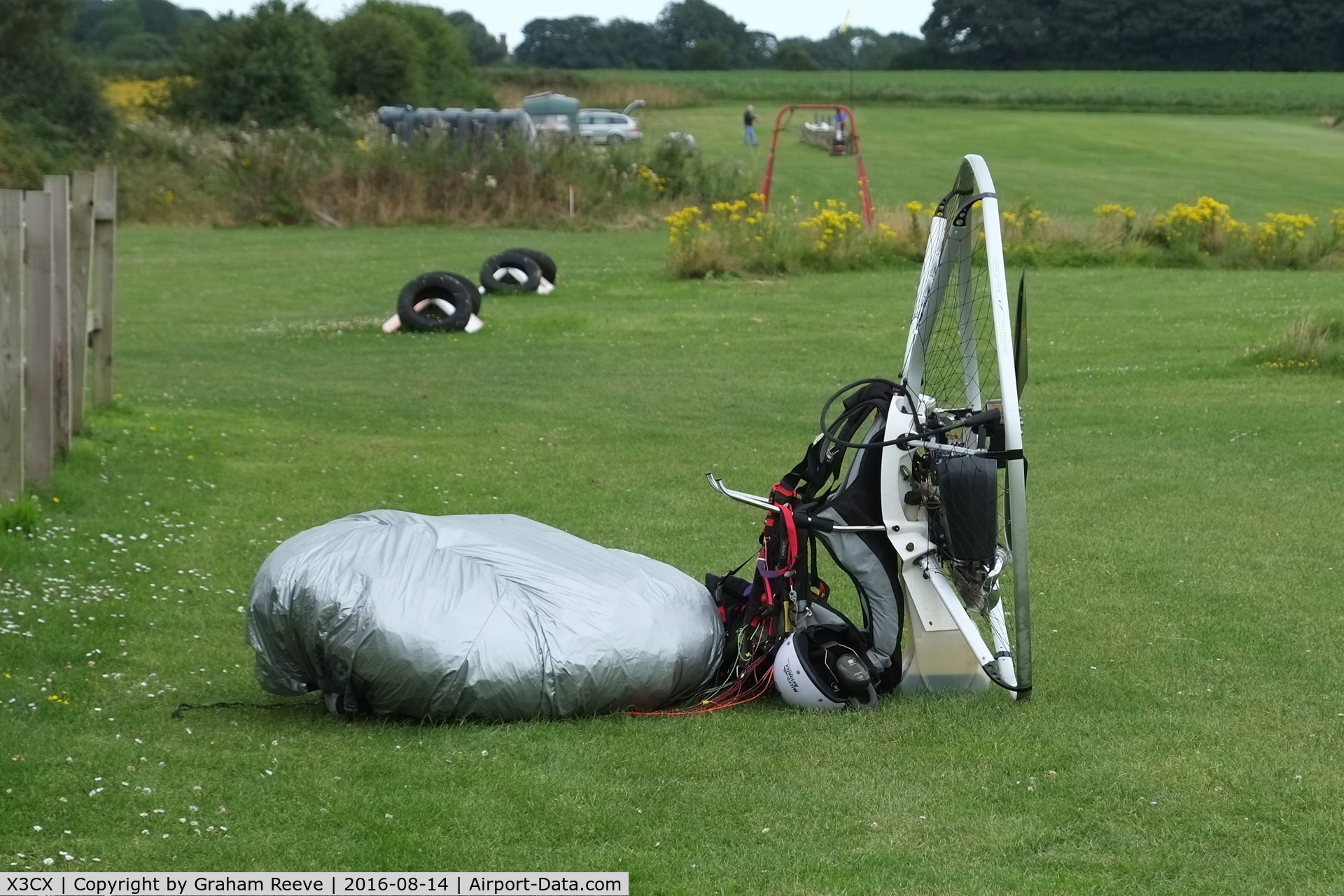 X3CX Airport - Power-chute packed on the grass at Northrepps.