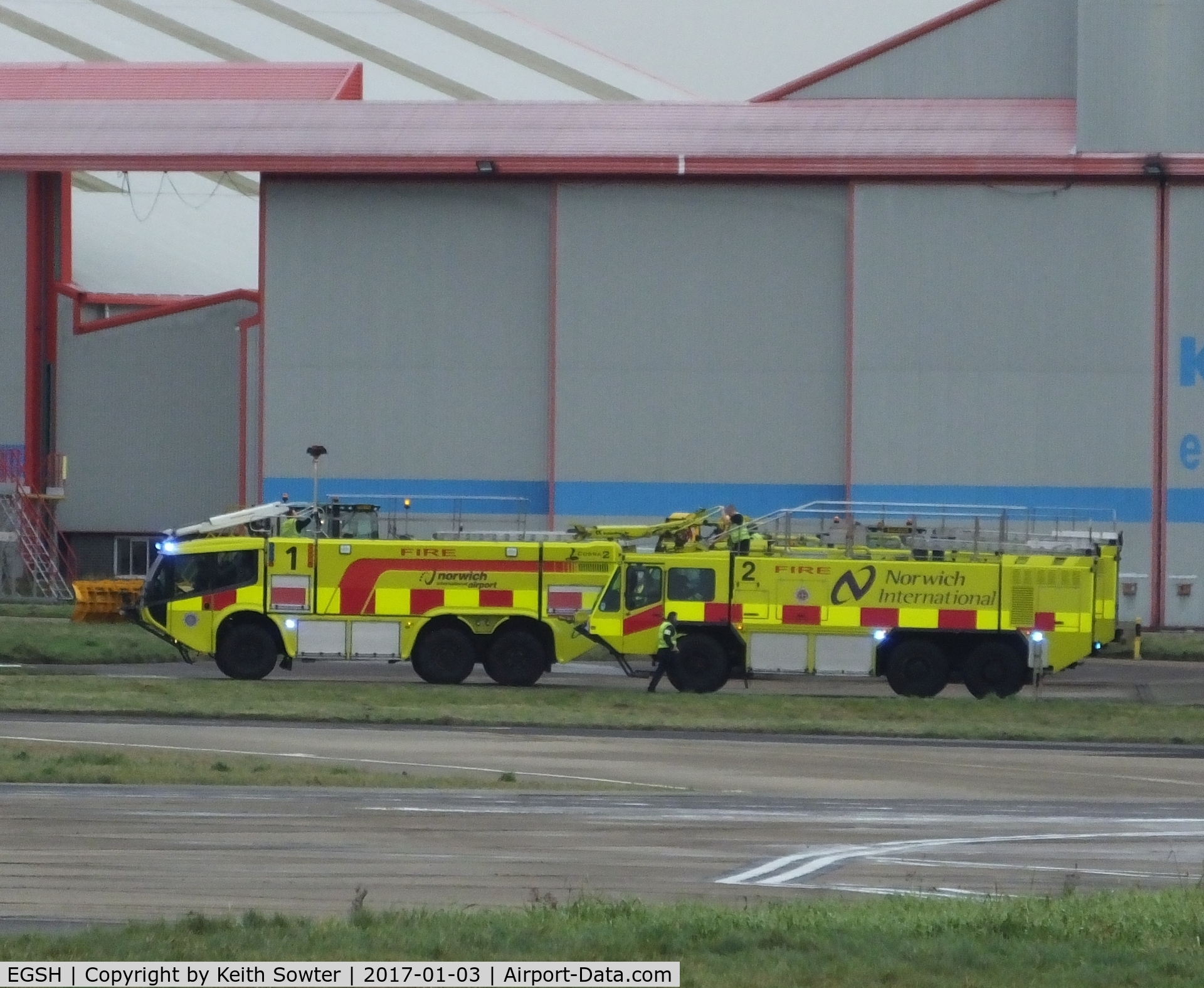 Norwich International Airport, Norwich, England United Kingdom (EGSH) - Two fire tenders