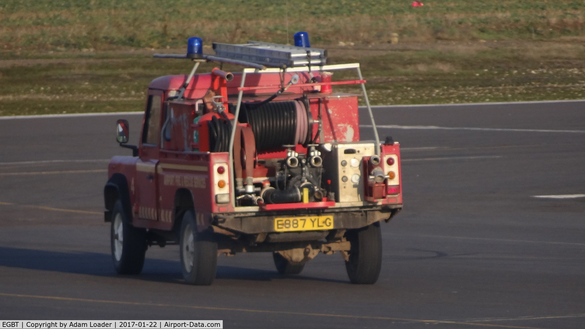 Turweston Aerodrome Airport, Turweston, England United Kingdom (EGBT) - Fire Land Rover going to pick up some FOD from next to the runway