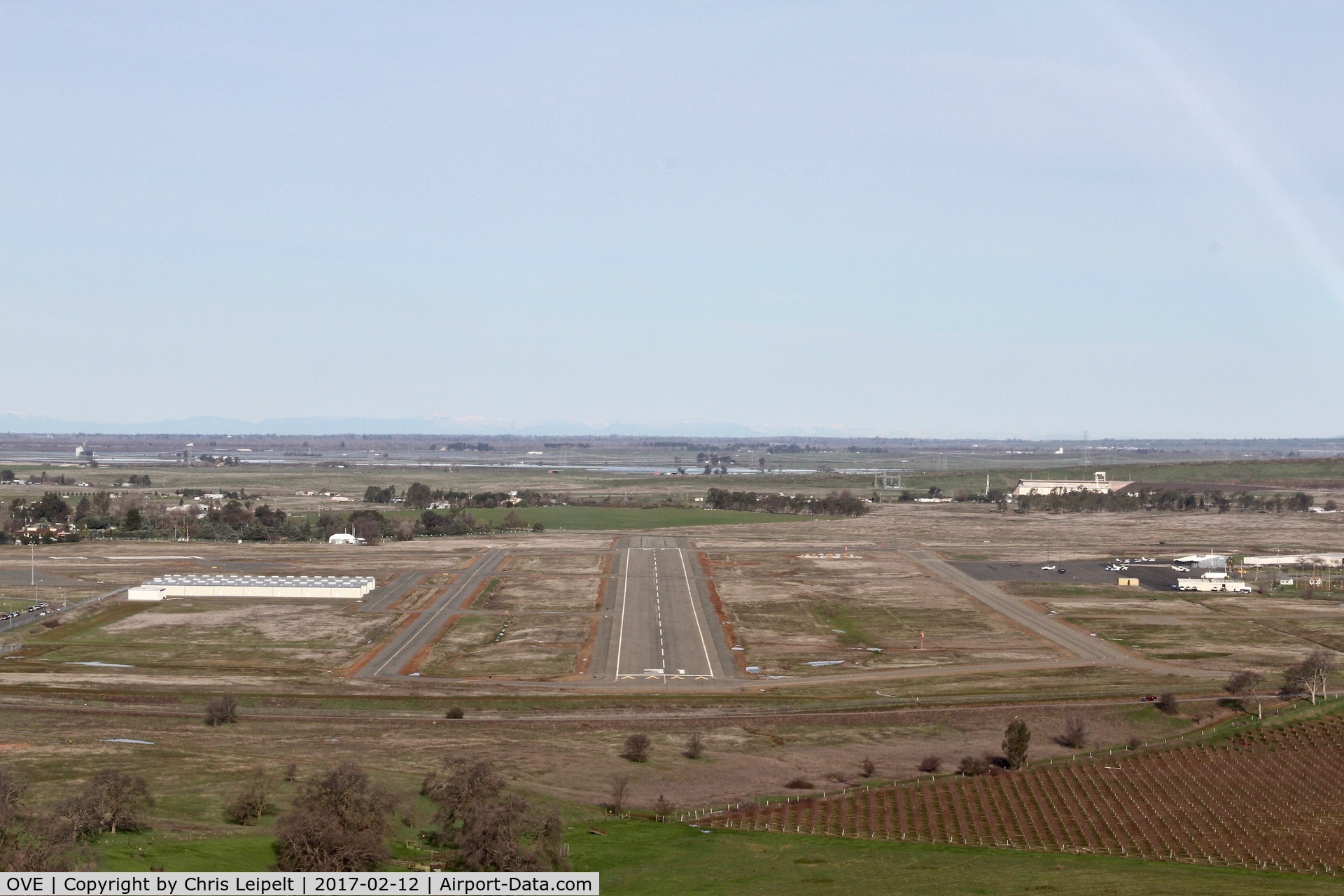 Oroville Municipal Airport (OVE) - On final into Oroville Municipal Airport with waters from the nearby Lake surrounding the airport after the dam incident.