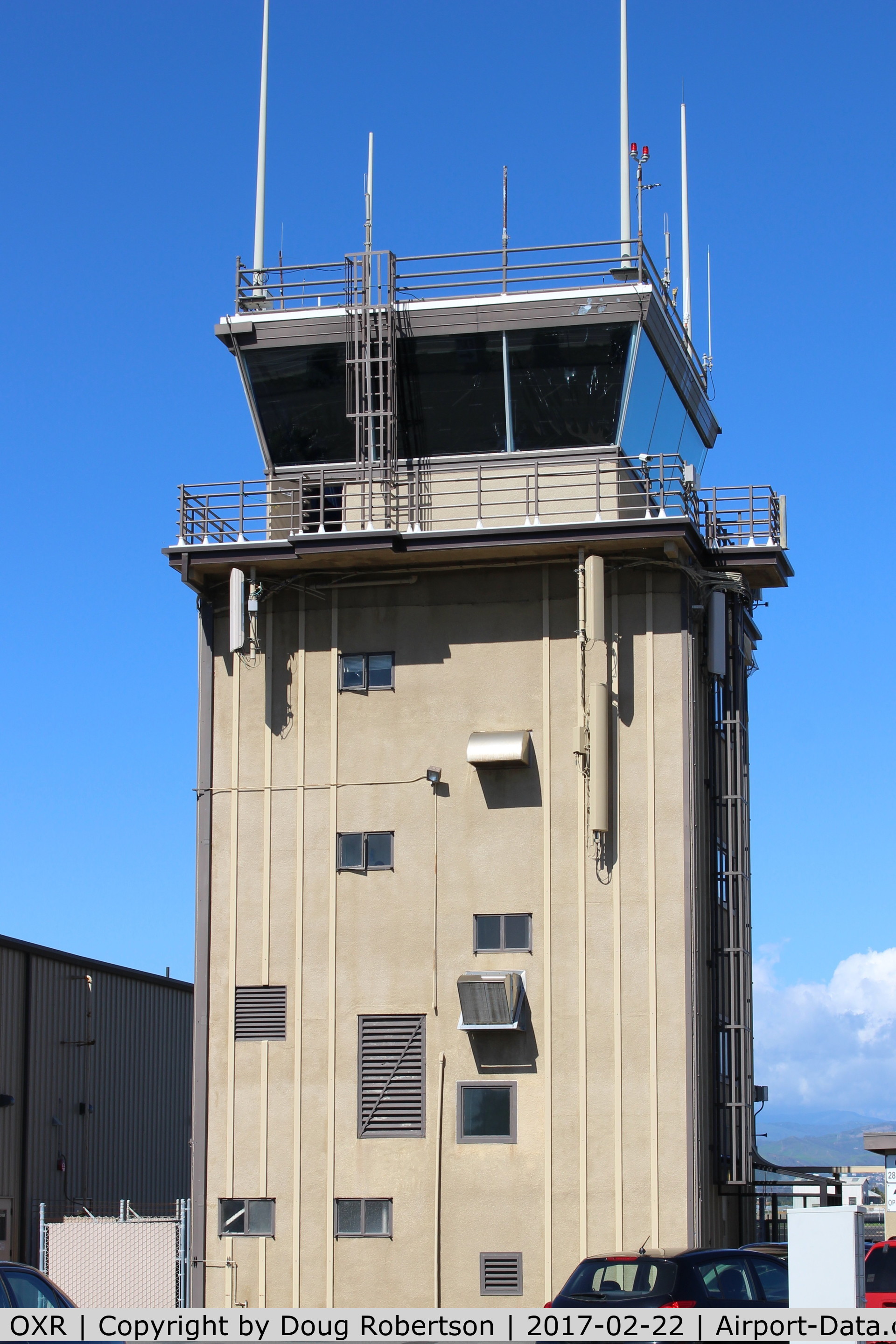 Oxnard Airport (OXR) - OXR FAA Control Tower, view south-side away from duty runway 07-25 to north of tower.
