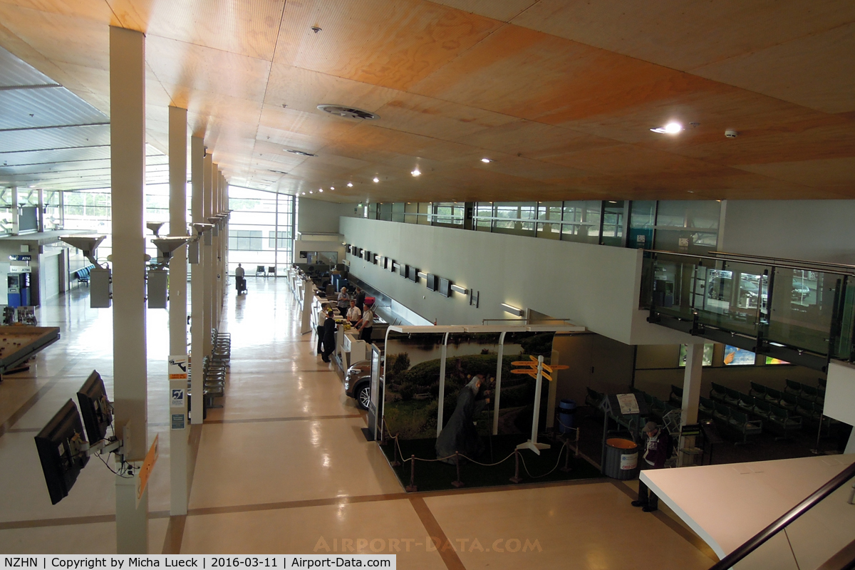 Hamilton International Airport, Hamilton New Zealand (NZHN) - Check-in area at Hamilton. Note Gandalf in the picture :-)