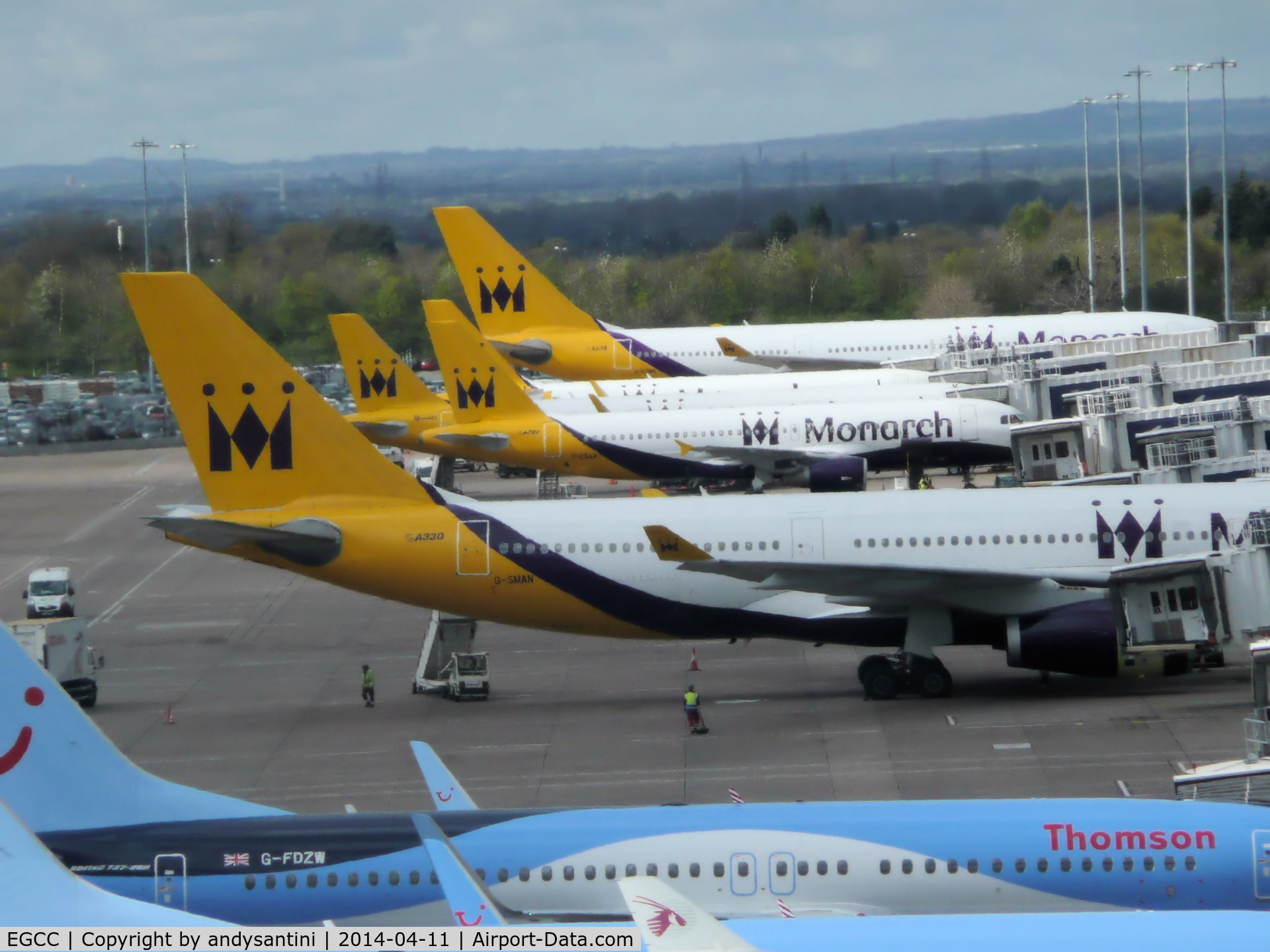 Manchester Airport, Manchester, England United Kingdom (EGCC) - MON/TOM aircraft on there stands/gates on T2 