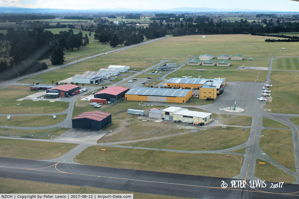 Christchurch International Airport, Christchurch New Zealand (NZCH) - Aero club facility at Christchurch International, view from climbout off RW29