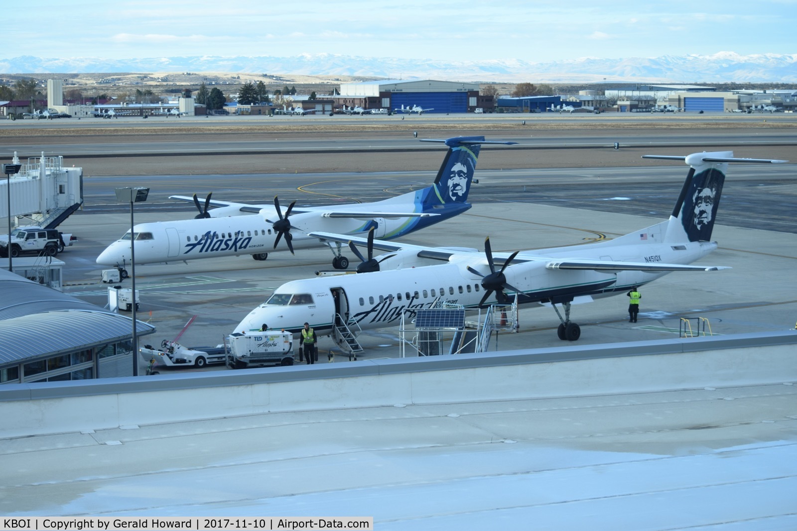 Boise Air Terminal/gowen Fld Airport (BOI) - dash 8s parked on the west end of the Alaska ramp.