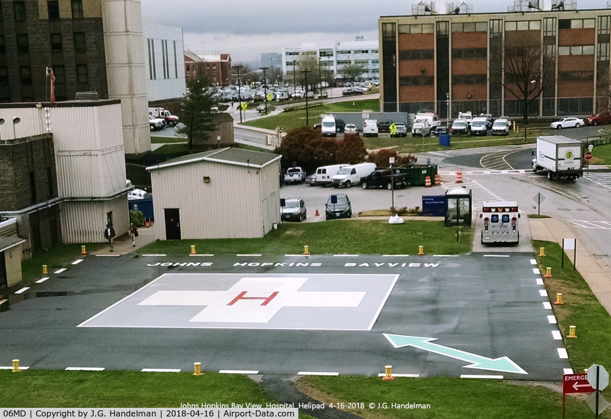 Johns Hopkins Bayview Medical Center Heliport (06MD) - Heliport at Johns Hopkins Bay View Hospital and burn treatment center.