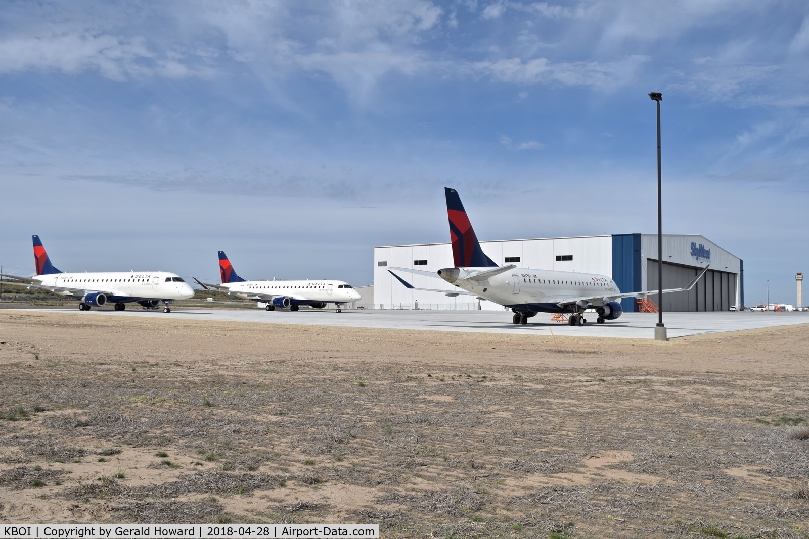 Boise Air Terminal/gowen Fld Airport (BOI) - Three Embraer  Embraer ERJ-175LL parked on the Skywest Maintenance hanger ramp awaiting their turn.