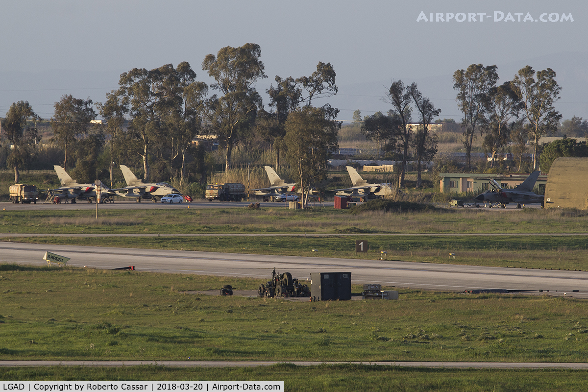 Andravida Airport, Andravida Greece (LGAD) - Italian Tornados sleeping in their stands during Exercise Iniochos 2018.