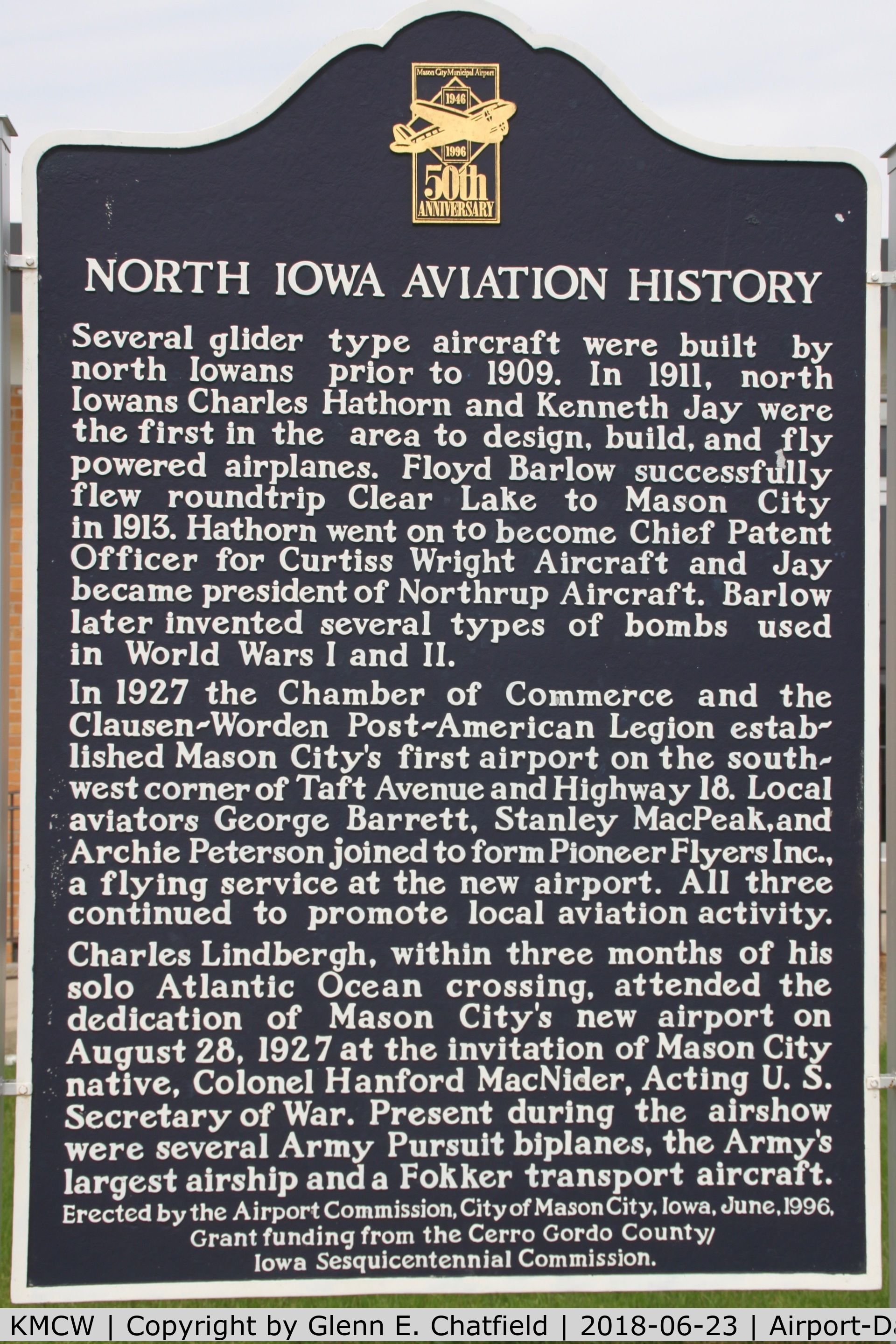 Mason City Municipal Airport (MCW) - History of aviation in Iowa