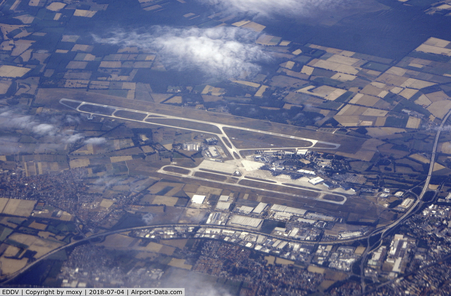 Hanover/Langenhagen International Airport, Hanover Germany (EDDV) - Hanover Airport taken at about 32000 ft from G-EUYP