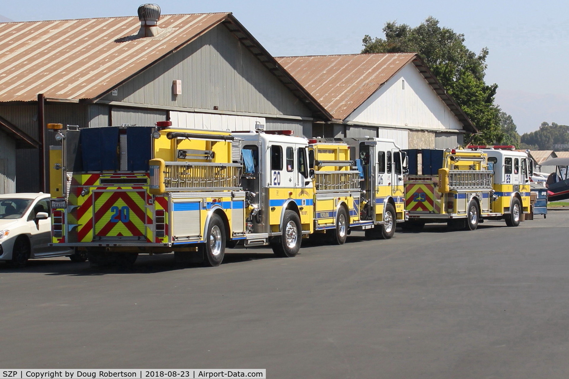 Santa Paula Airport (SZP) - Santa Paula Fire Department Fire Trucks-In-Service training going on at the airport
