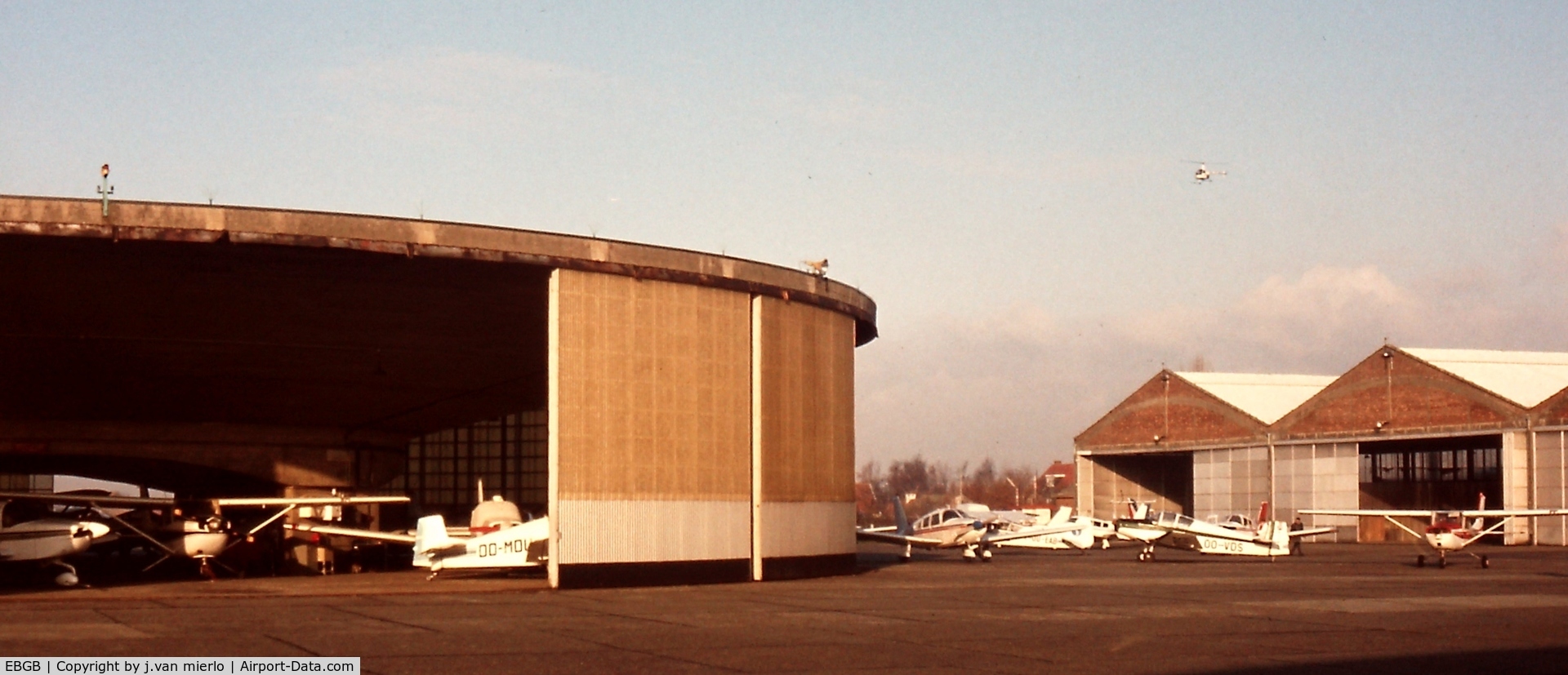 Grimbergen Airfield Airport, Grimbergen Belgium (EBGB) - View on one of two unique circular hangars '90