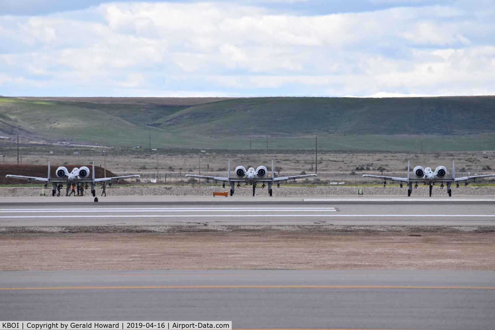Boise Air Terminal/gowen Fld Airport (BOI) - Three A-10Cs on the east de arm pad for pre flight checks.  190th Fighter Sq., 124th Fighter Wing, Idaho ANG.