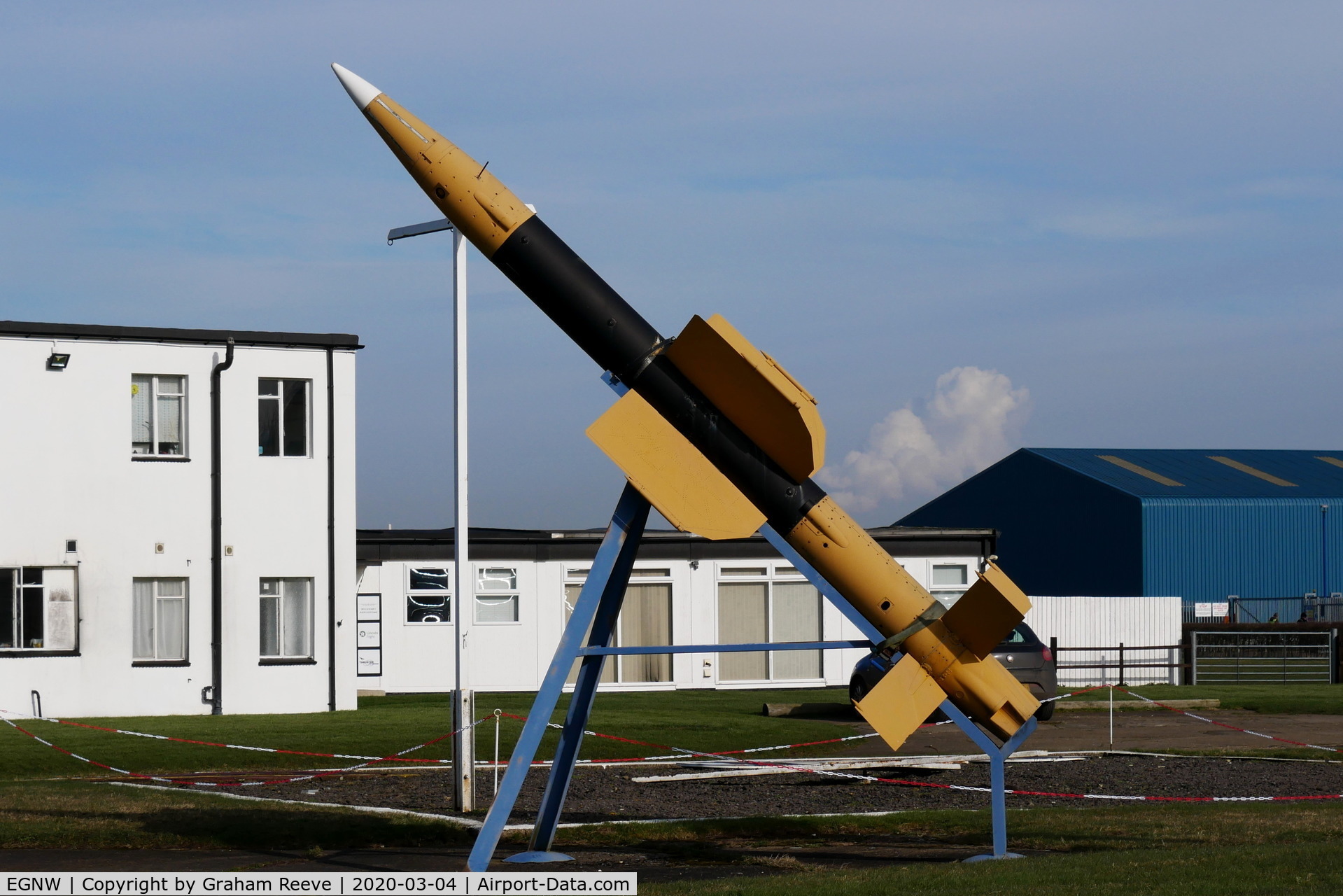 Wickenby Aerodrome Airport, Lincoln, England United Kingdom (EGNW) - Missile on display next to the control tower at Wickenby.