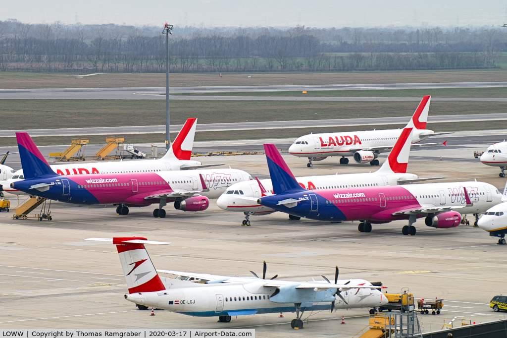Vienna International Airport, Vienna Austria (LOWW) - stored planes due to corona crisis