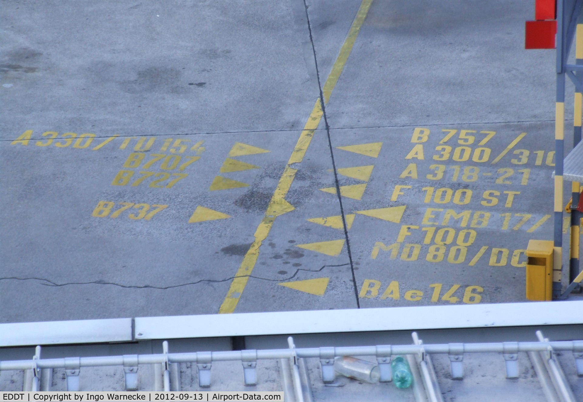 Tegel International Airport (closing in 2011), Berlin Germany (EDDT) - parking markings at a boarding bridge at Berlin-Tegel