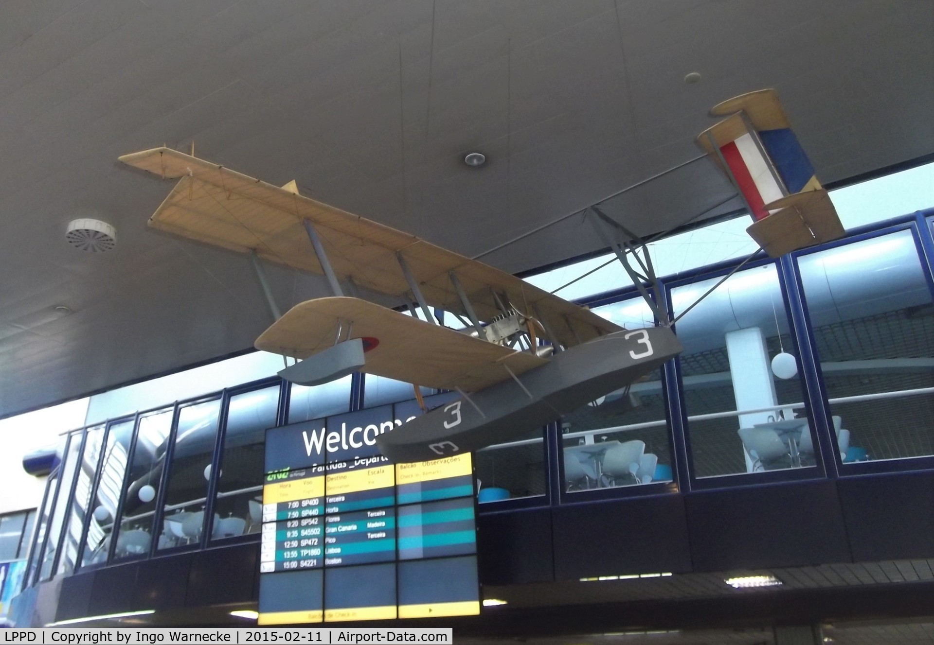 João Paulo II Airport, Ponta Delgada, São Miguel Island Portugal (LPPD) - large model of Curtiss NC-3 (had to land close to the Azores and sailed to Ponta Delgada in 1919 on the first transatlantic flight attempt) inside the terminal at Ponta Delgada airport