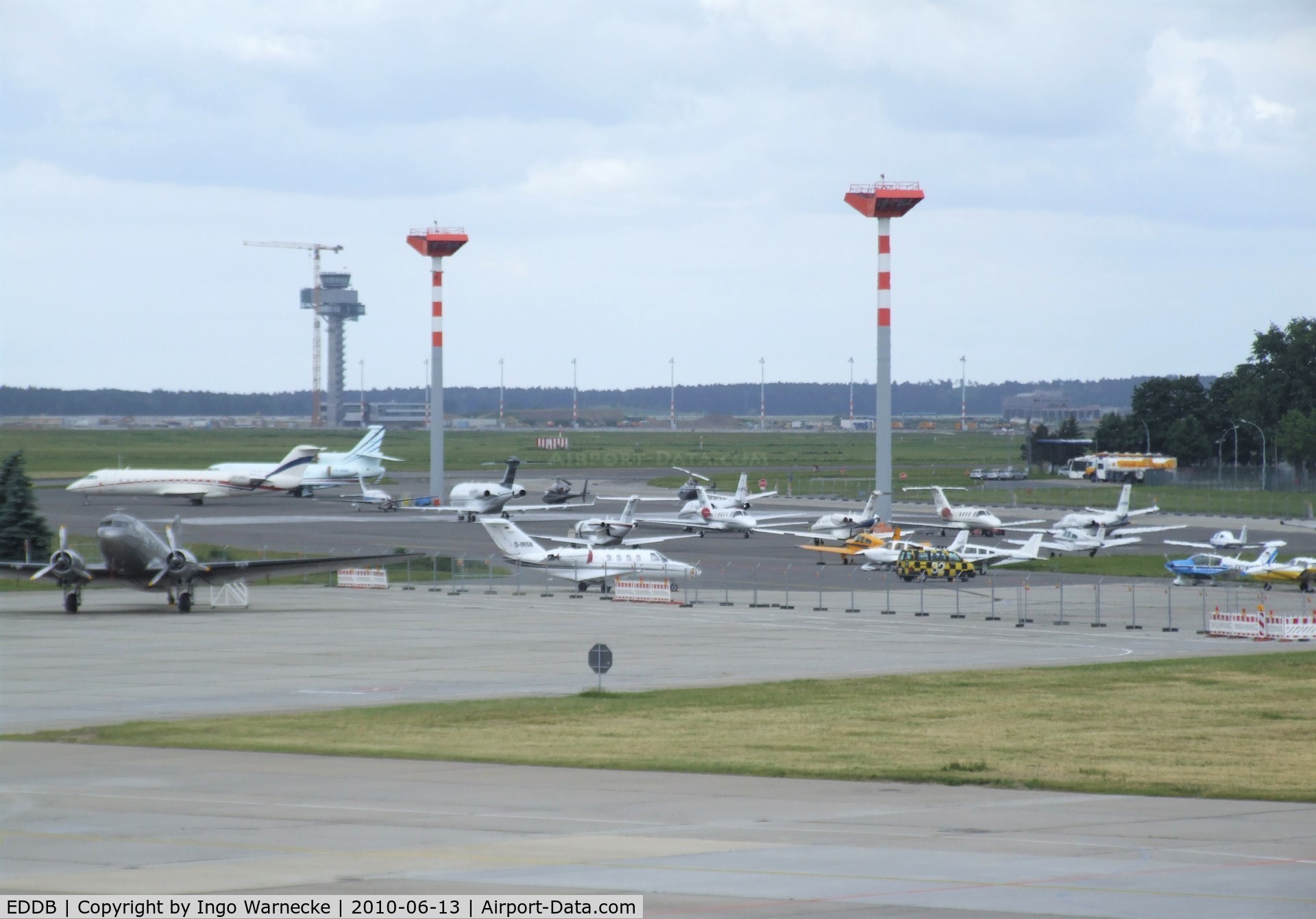 Berlin Brandenburg International Airport, Berlin Germany (EDDB) - looking at the apron and the GA area at Schönefeld airport