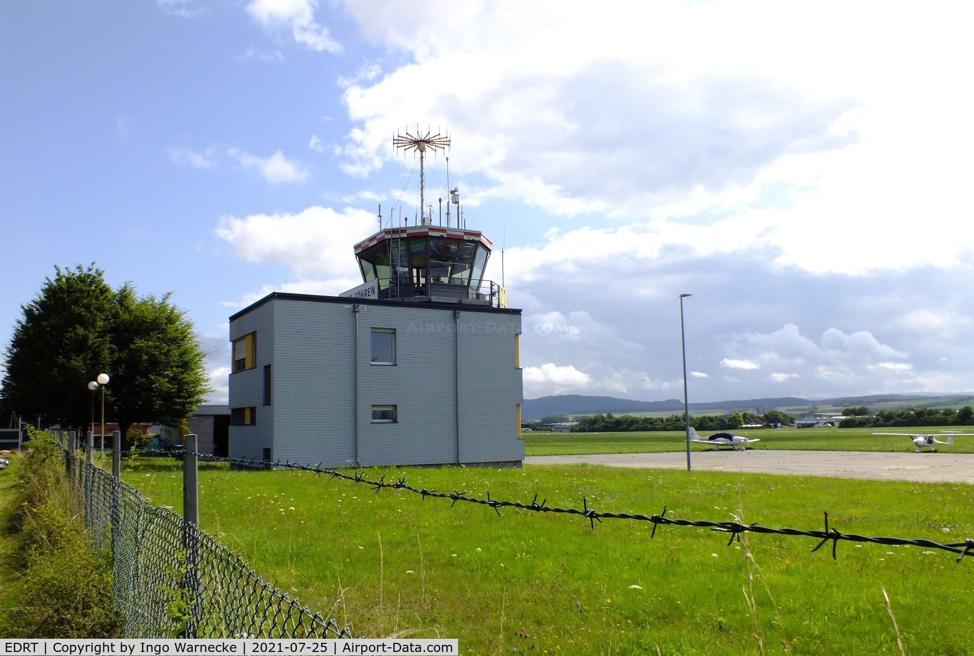 EDRT Airport - tower and apron at Trier-Föhren airfield