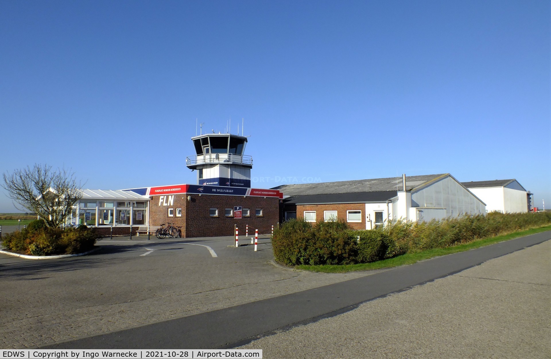 EDWS Airport - Norden-Norddeich airfield terminal, tower and hangars