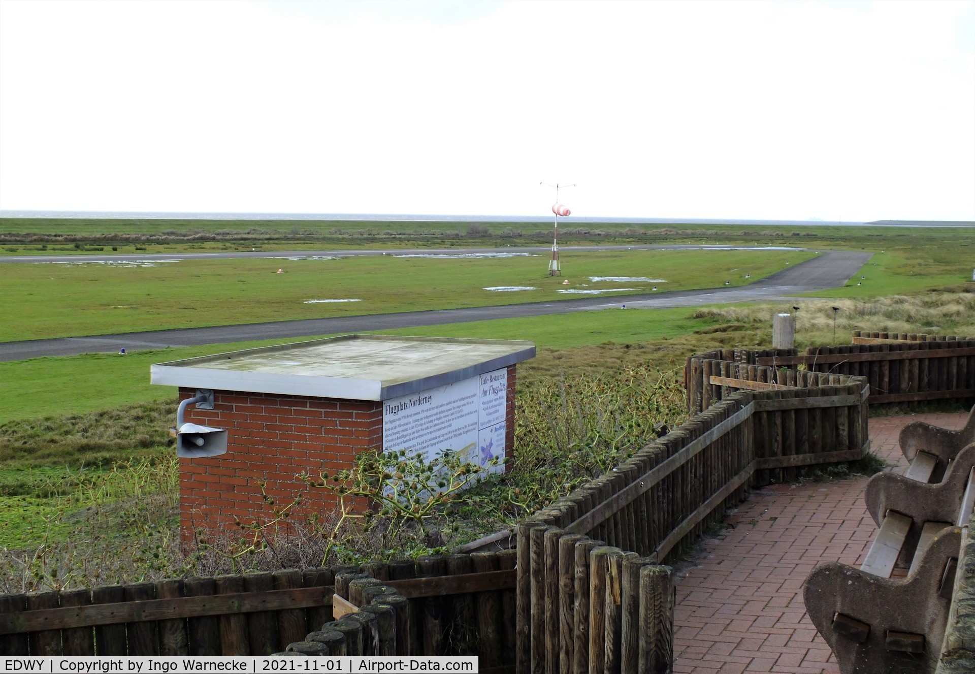 Norderney Airport, Norderney Germany (EDWY) - looking west from the restaurant towards taxiway and runway at Norderney airfield