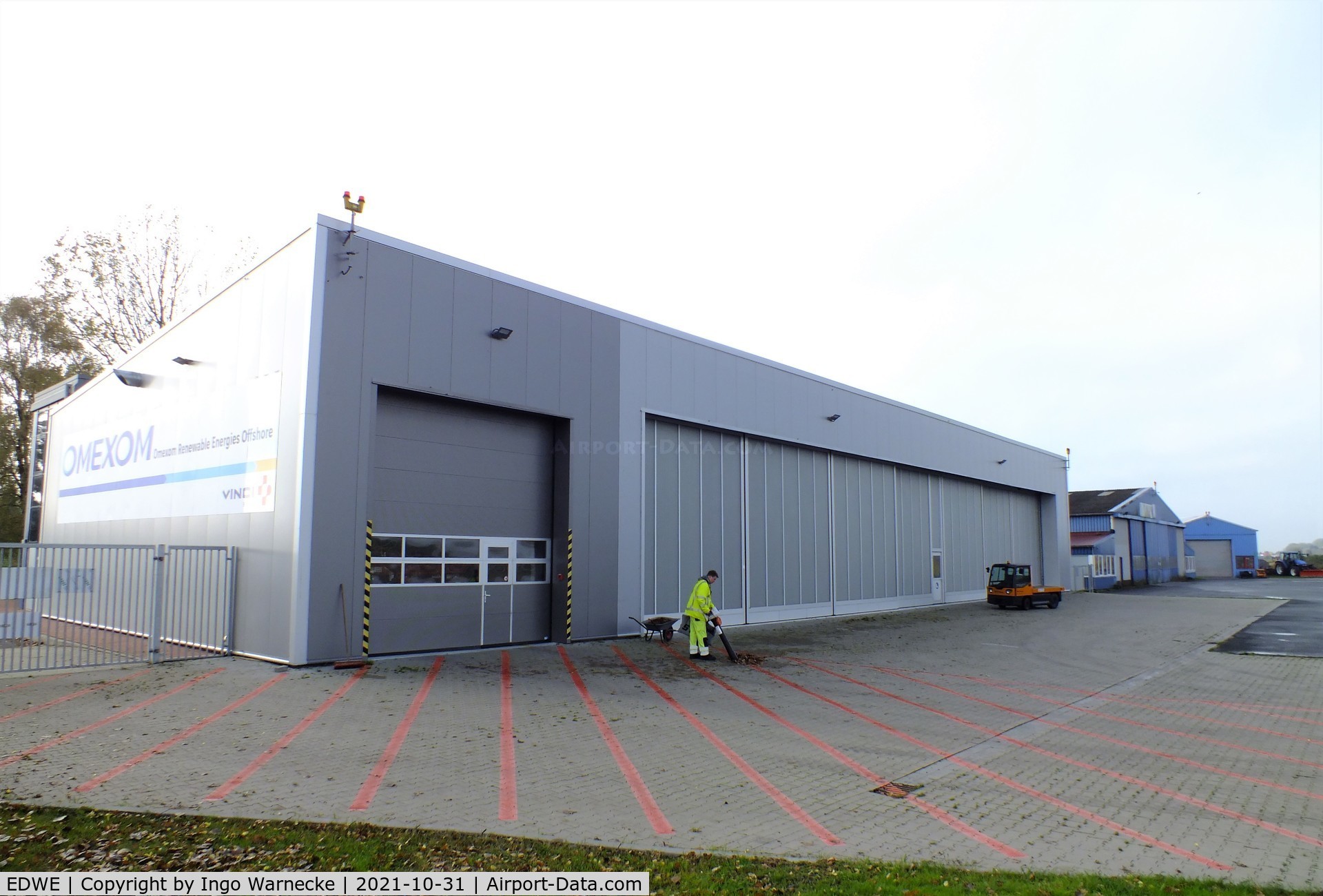 EDWE Airport - hangar west of the tower at Emden airfield