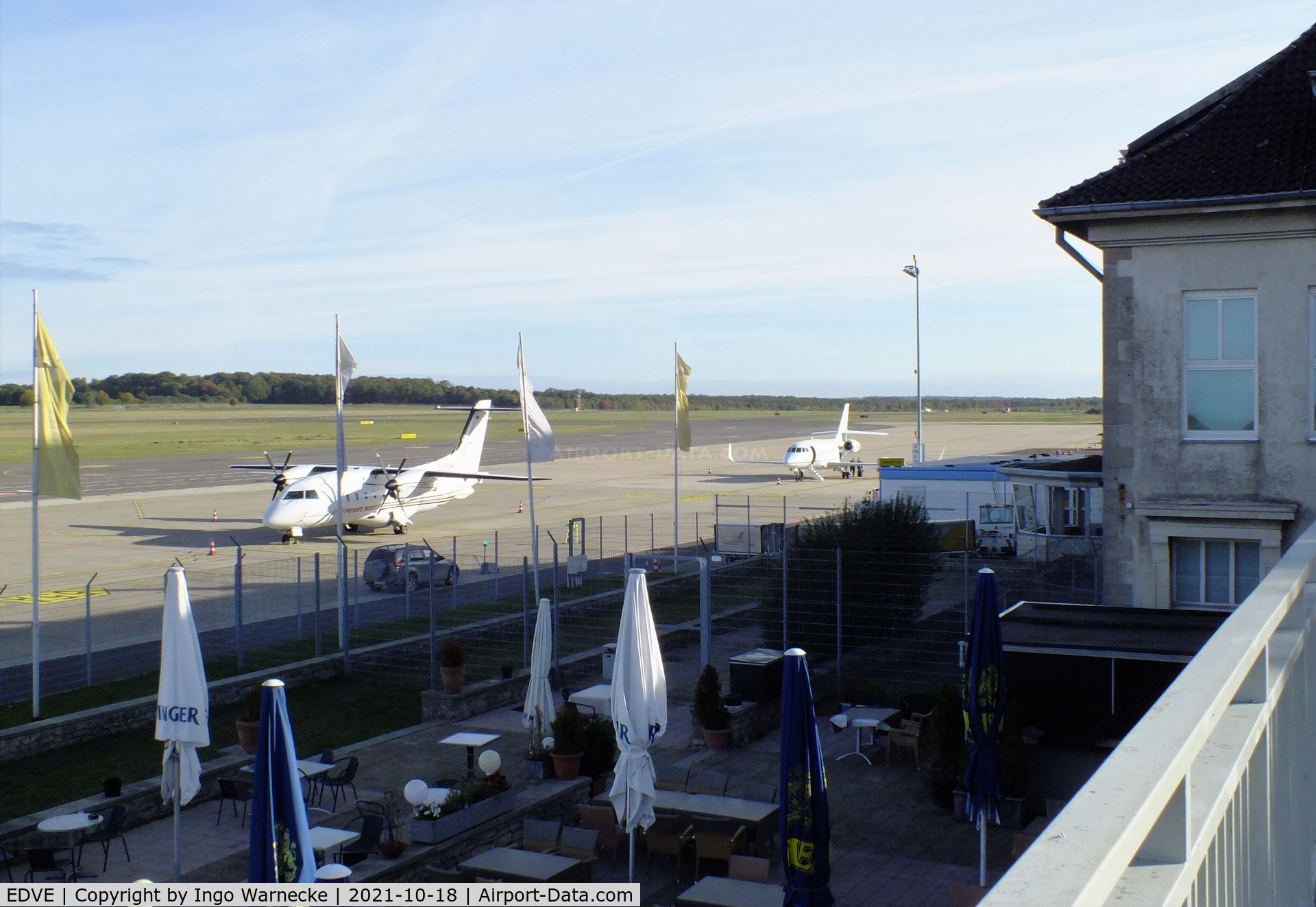 Braunschweig-Wolfsburg Regional Airport, Braunschweig, Lower Saxony Germany (EDVE) - looking east from the visitors gallery at the apron at Braunschweig-Waggum airport