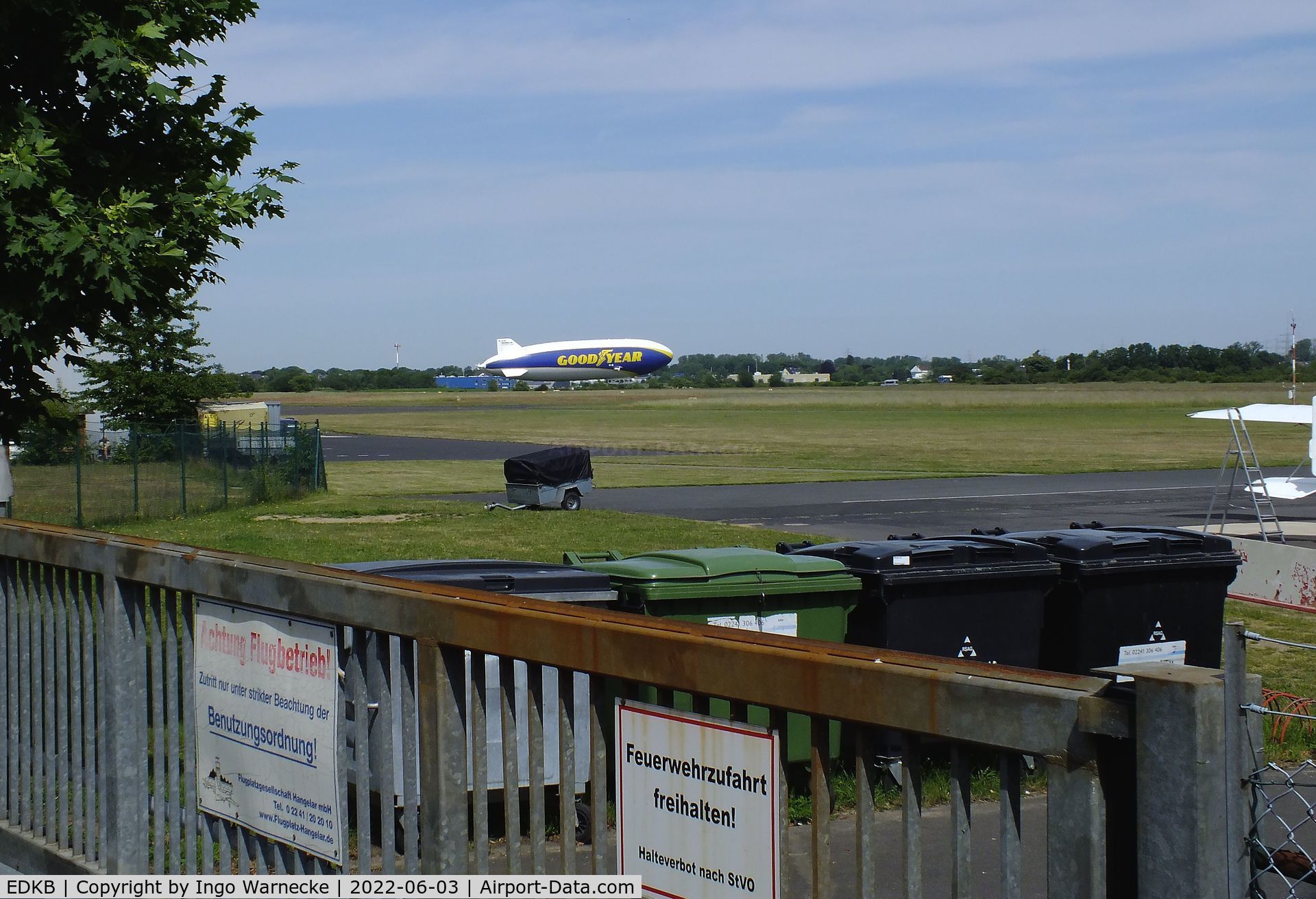 Bonn-Hangelar Airport, Sankt Augustin Germany (EDKB) - looking across the airfield from the tower to the temporary Zeppelin landing area at Bonn-Hangelar airfield