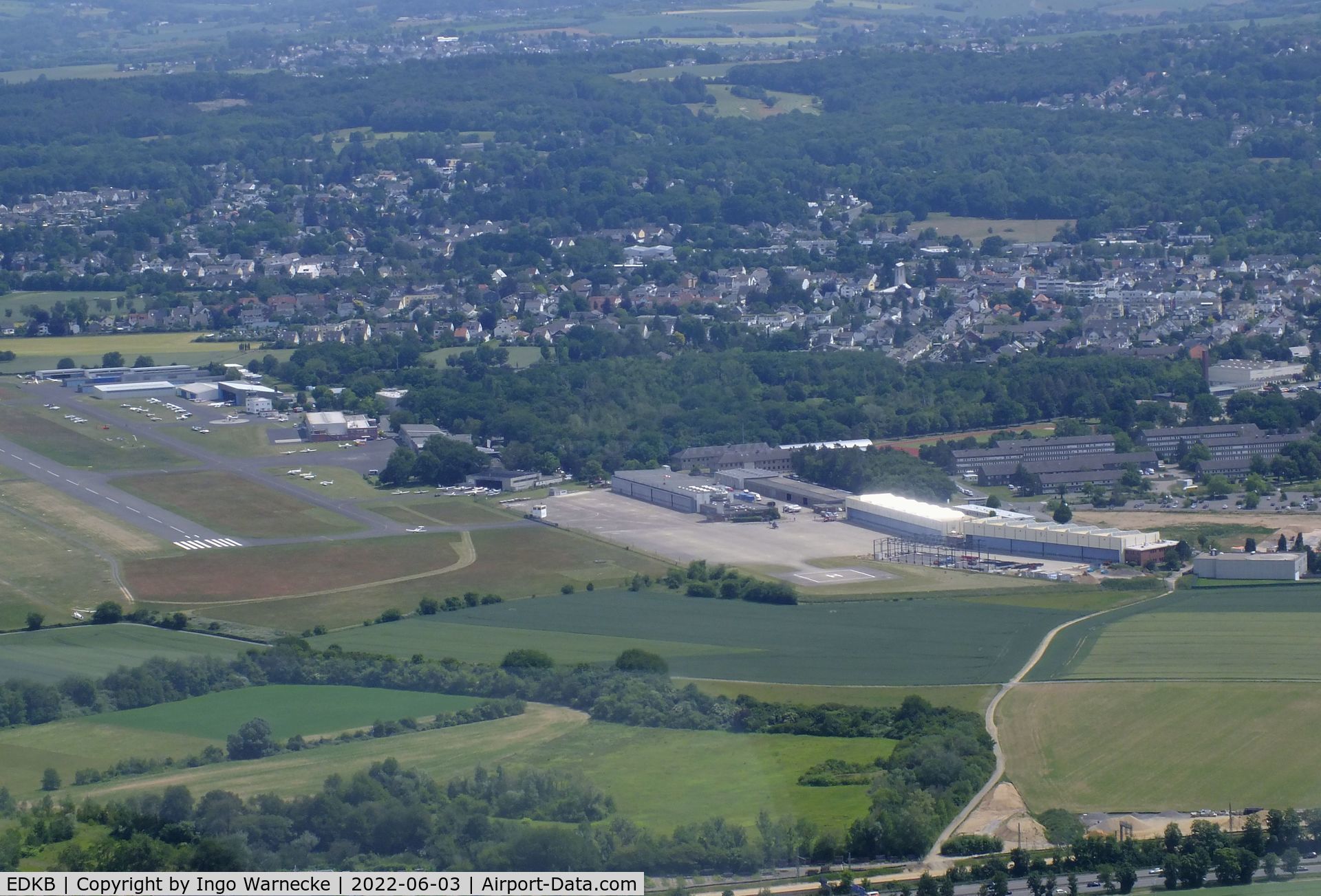 Bonn-Hangelar Airport, Sankt Augustin Germany (EDKB) - aerial view of Bonn-Hangelar airfield