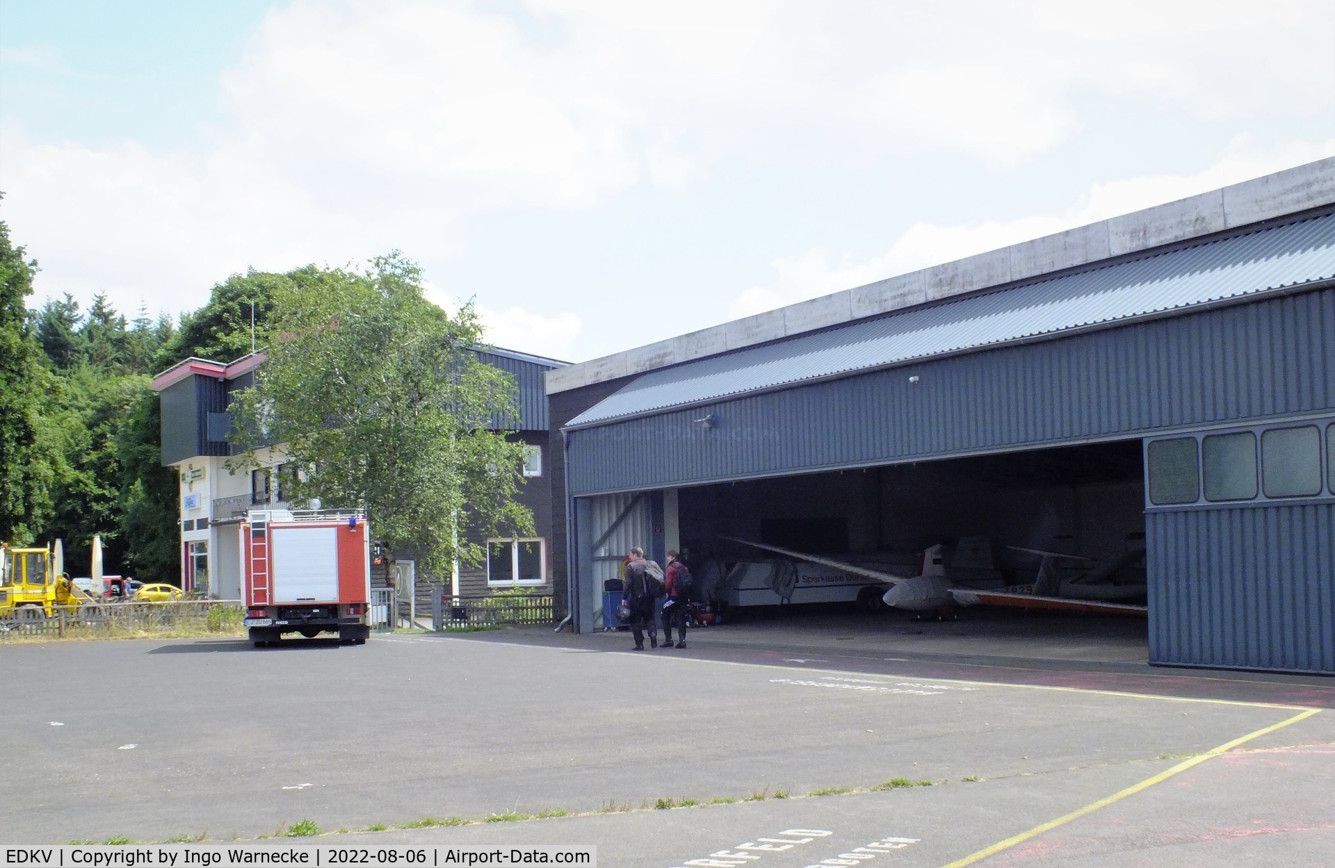 Dahlemer Binz Airport, Dahlem Germany (EDKV) - hangar next to airfield hotel and restaurant at Dahlemer Binz airfield