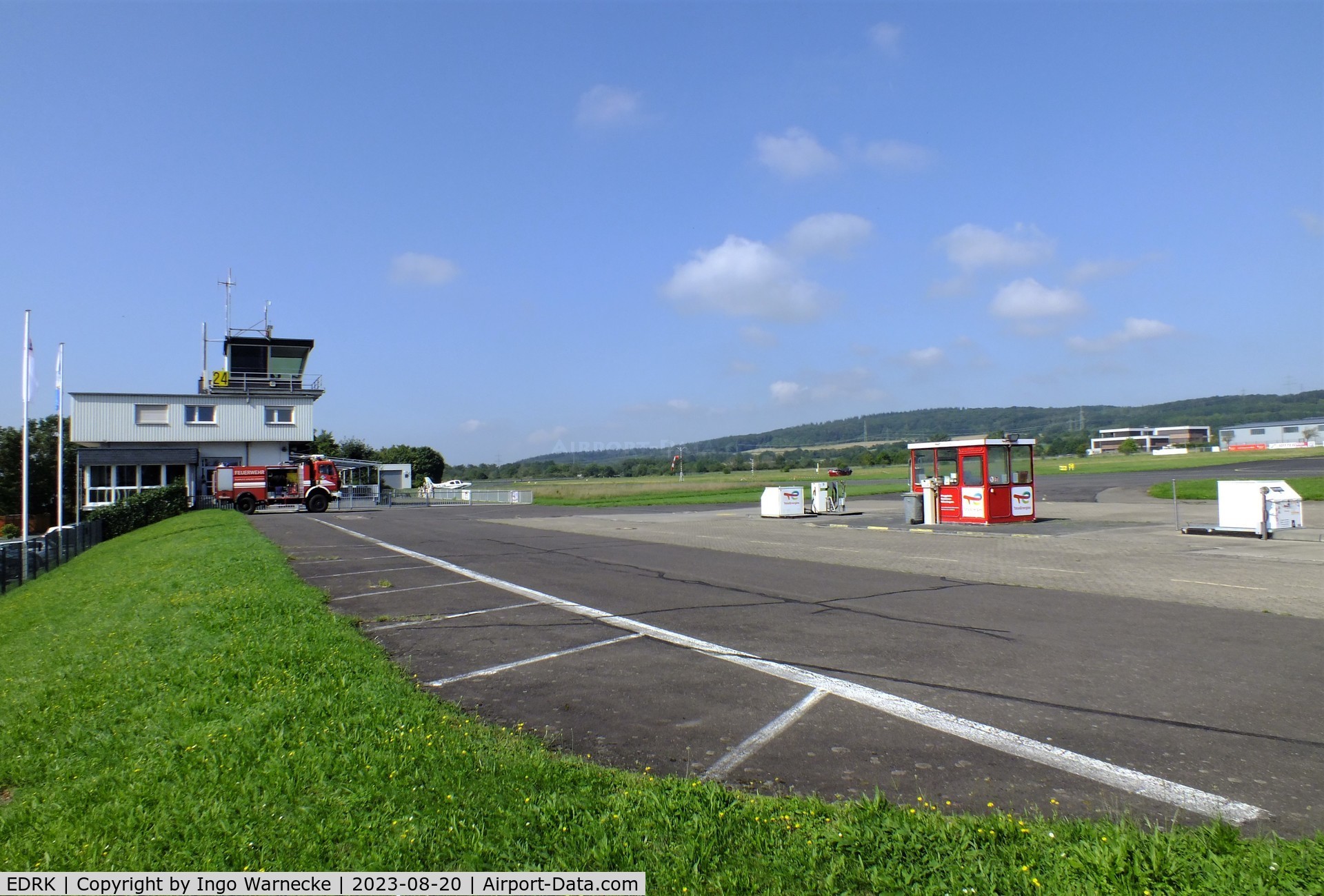 Koblenz Winningen Airport, Winningen, Mosel Germany (EDRK) - apron and tower at Koblenz-Winningen airfield