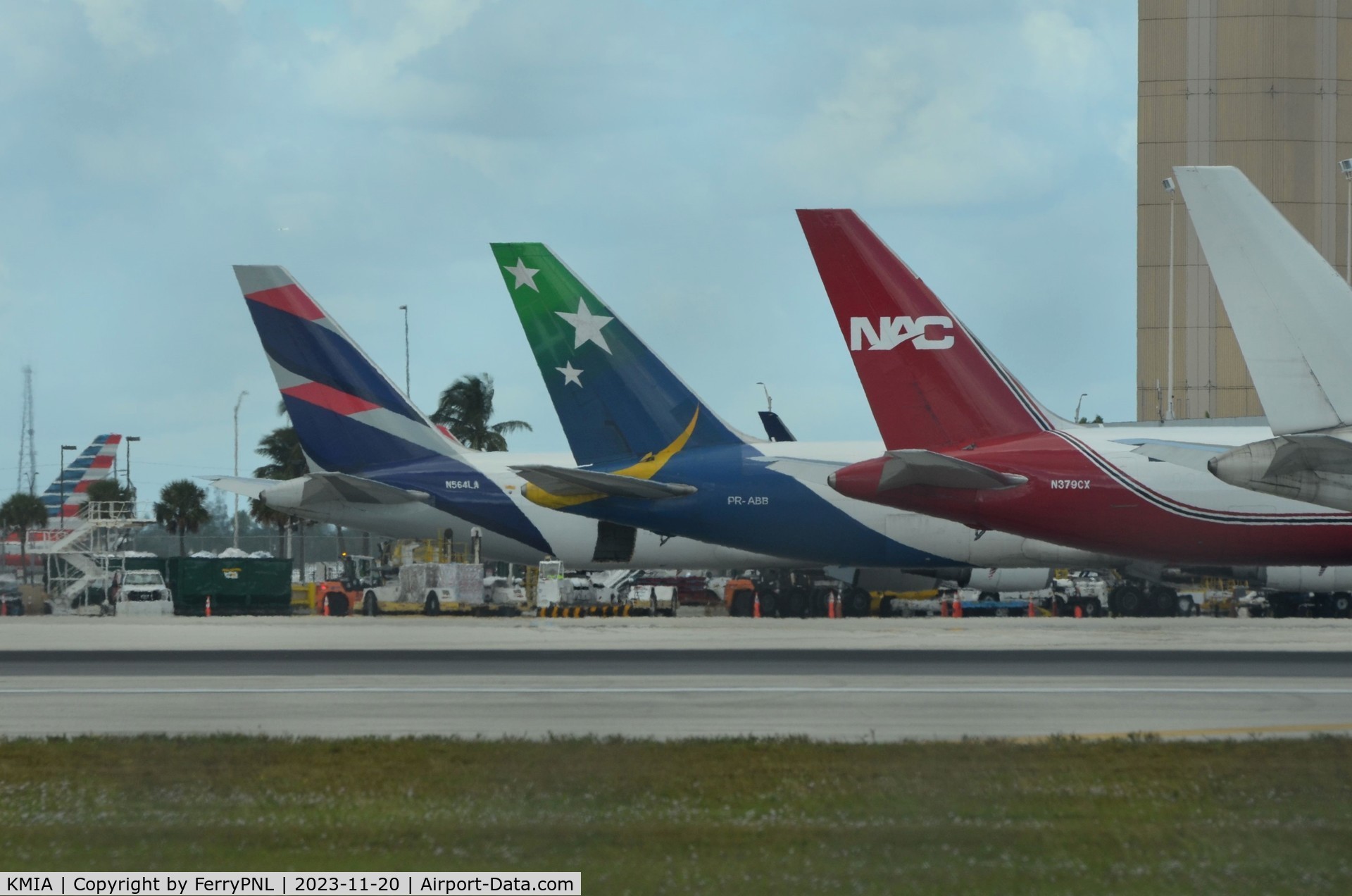 Miami International Airport (MIA) - Colorful line-up of B767 freighters at MIA cargo