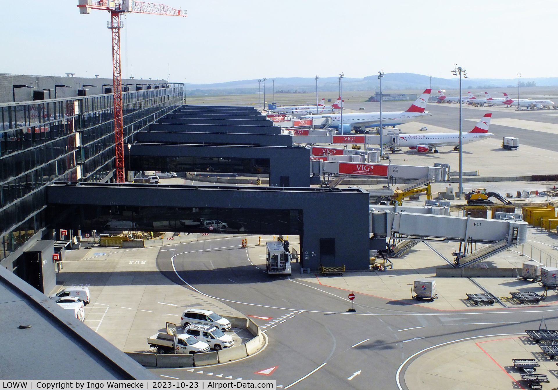 Vienna International Airport, Vienna Austria (LOWW) - southern side of gates building F/G at the eastern end of terminal 3 at Wien airport
