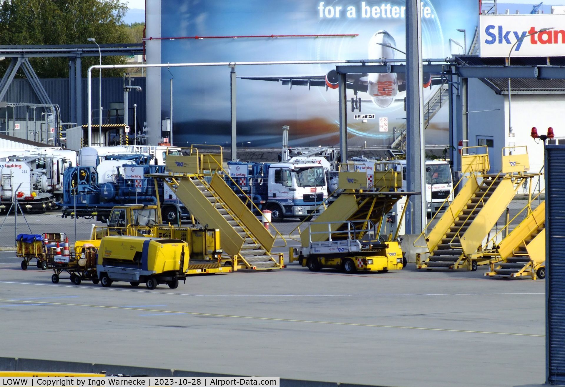 Vienna International Airport, Vienna Austria (LOWW) - towed open boarding stairs at Wien airport