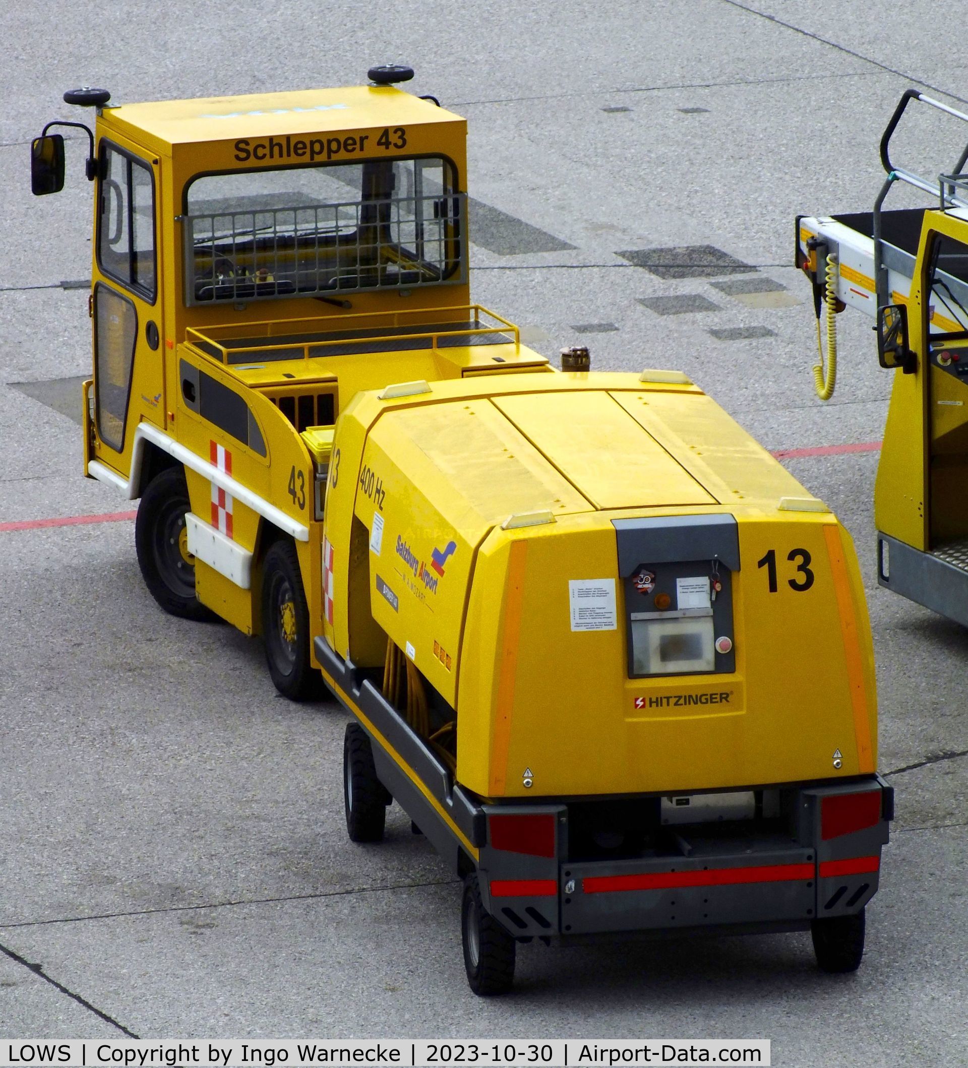 Salzburg Airport, Salzburg Austria (LOWS) - light tow vehicle and generator trailer at Salzburg airport