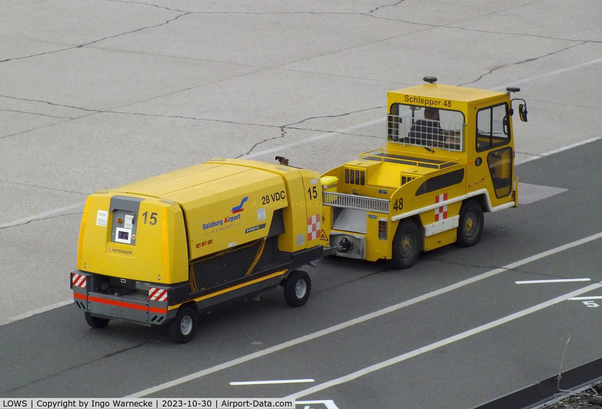 Salzburg Airport, Salzburg Austria (LOWS) - light tow vehicle and generator trailer at Salzburg airport
