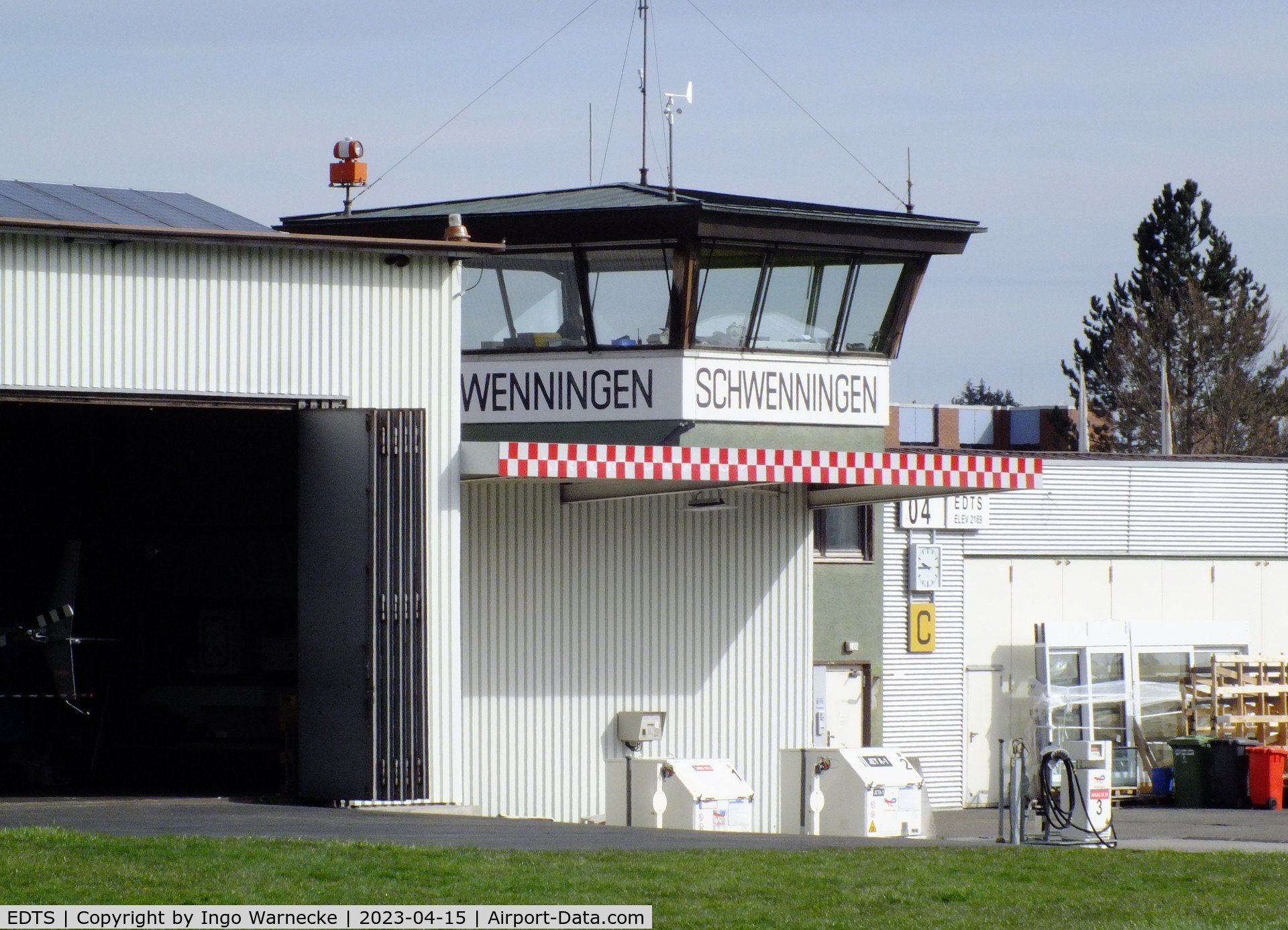 EDTS Airport - airside view of the tower at Schwenningen airfield