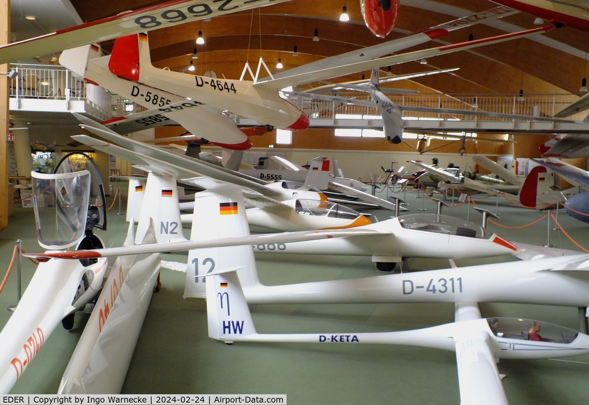 EDER Airport - inside the big hangar of the Deutsches Segelflugmuseum mit Modellflug (German Soaring Museum with Model Flight) at Gersfeld - Wasserkuppe airfield