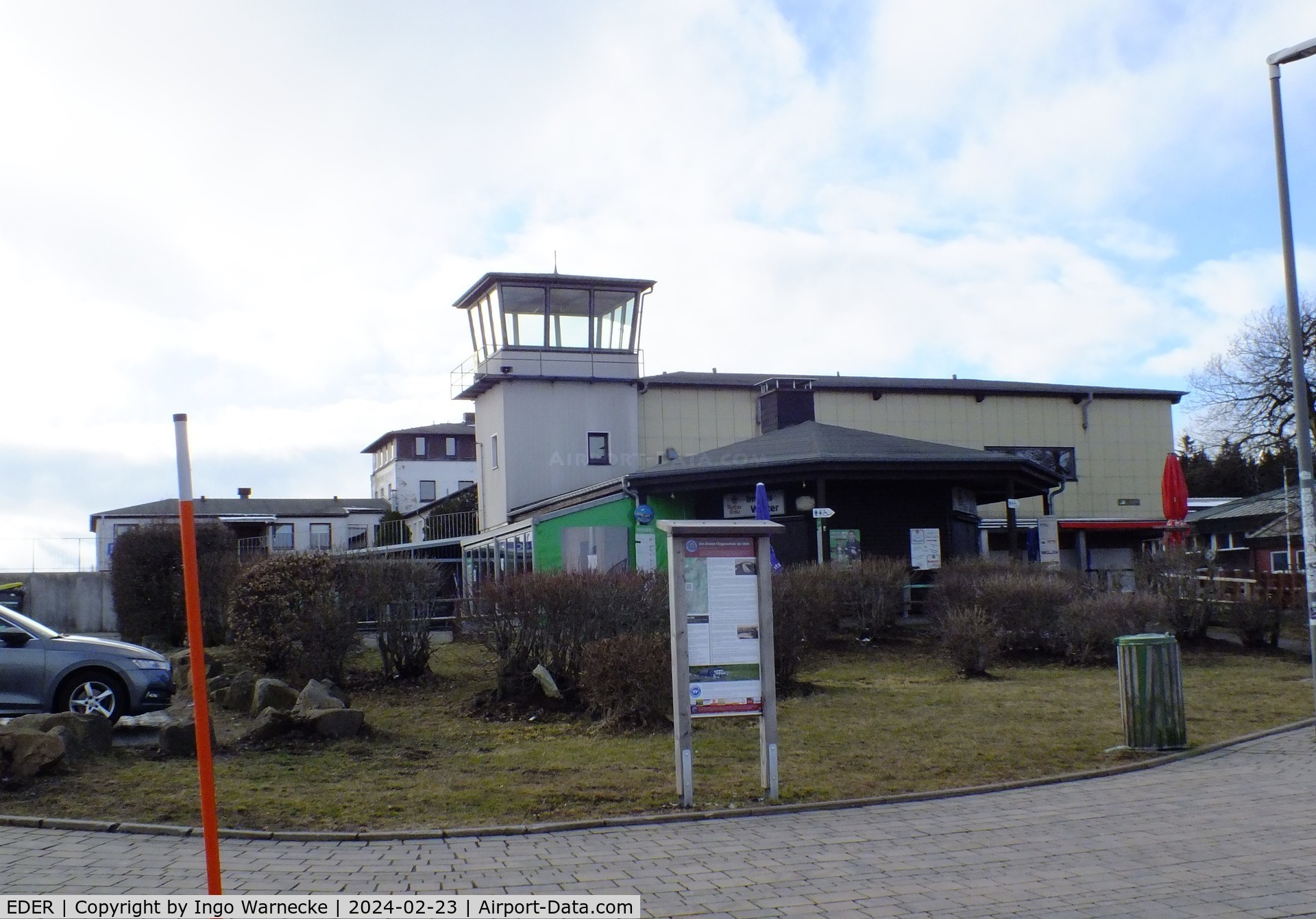 EDER Airport - buildings and tower of Fliegerschule Wasserkuppe at Gersfeld - Wasserkuppe airfield