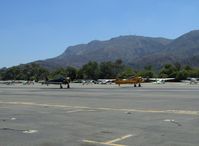 Santa Paula Airport (SZP) - Tandem takeoff N8540P AT-6D & N89014 SNJ-5, on 60' wide Runway 22 - by Doug Robertson