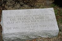 Francis S Gabreski Airport (FOK) - The stone commemorating Gabreski. - by Stephen Amiaga