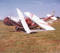 Fairfield County Airport (LHQ) - Tornado damage. Ball of 3 planes - Stinson, 182 & 150 - by Bob Simmermon