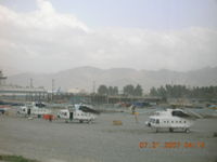 Kabul International Airport, Kabul Afghanistan (OAKB) - UN helo ramp at Kabul - by John J. Boling