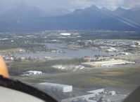 Lake Hood Seaplane Base (LHD) - Lake Hood SPB taken above ANC Anchorage Int'l Airport from DHC-2 Beaver float plane N4444Z enroute to LHD - by Doug Robertson