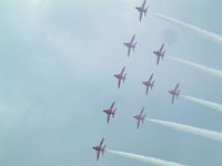 RAF Fairford Airport, Fairford, England United Kingdom (FFD) - Red Arrows at Royal International Air Tattoo 2004 - by Steve Staunton